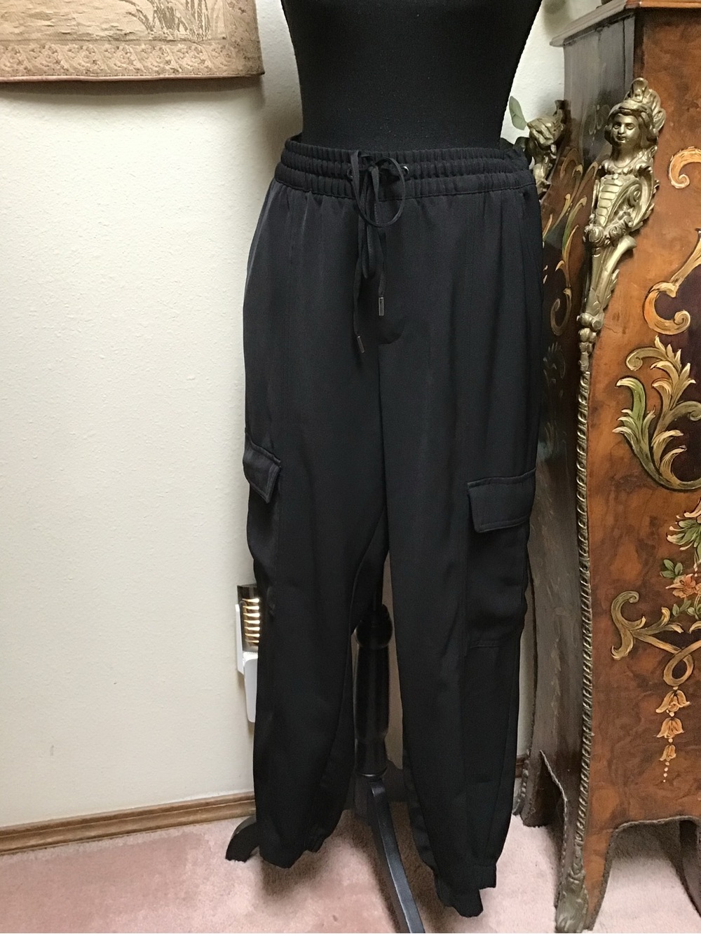 Banana Republic Black Cargo Pants with Drawstring Waist